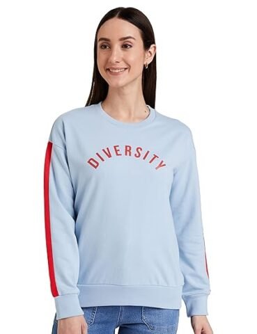Amazon Brand – Symbol Women’s Cotton Blend Round Neck Sweatshirt (AW18WNSSW34_Sky Blue_S)