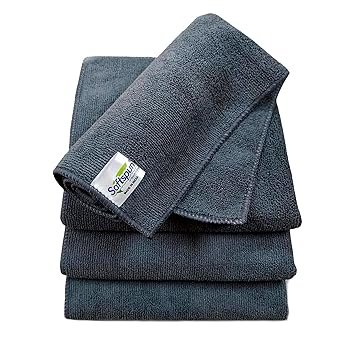SOFTSPUN Microfiber Cloth – 4 pcs – 40×40 cms – 340 GSM Grey! Thick Lint & Streak-Free Multipurpose Cloths – Automotive Microfibre Towels for Car Bike Cleaning Polishing Washing & Detailing