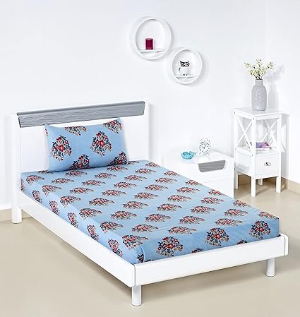 Amazon Brand – Solimo Polycotton Flower Rush Double Bedsheet with 2 Pillow Cover