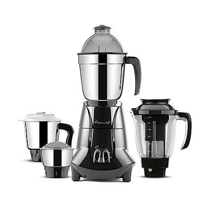 Butterfly Jet Elite 750 Watts Mixer Grinder with 4 Jars | 3 Stainless Steel Multipurpose Jars & 1 Juicer Jar | ABS Body | Sturdy Polycarbonate Juicer Jar | 2 Years Manufacturer’s Warranty | Grey