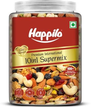 Happilo Premium 10 in 1 Supermix Jar, Pumpkin, Amla, Sunflower Seeds, Almonds, Cashews, Pistachios, Raisins, Cranberries, Walnuts (900 g)