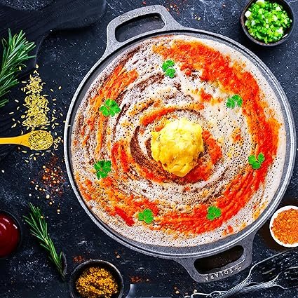 SOLARA Cast Iron Tawa for Dosa 12″ Inch (30 CM)