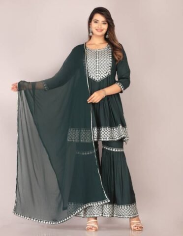 Radhika Fashion Women Viscose Rayon Ethnic Top Palazzo Attached Dupatta Set