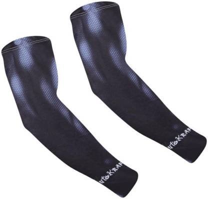 AutoKraftZ Sun UV Protection Arm Sleeves with Stretchable Material For Riding and Sports Cycling Gloves (Black)