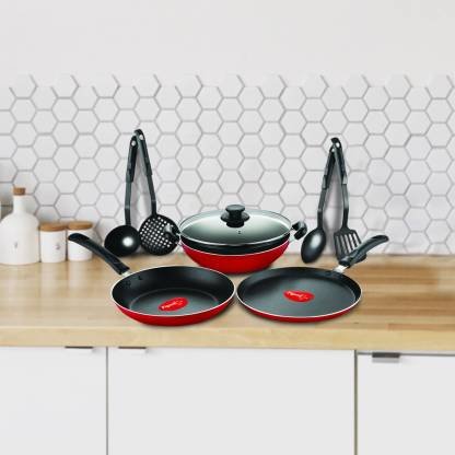 Pigeon Mio Gift Set Non-Stick Coated Cookware Set (Aluminium, 8 – Piece)