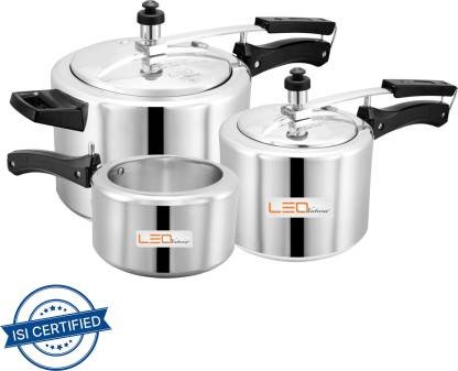 Leo Natura by Leo Natura Inner Lid Regular Cooker Combo Pack 2 L, 3 L, 5 L Inner Lid Pressure Cooker & Pressure Pan (Aluminium)