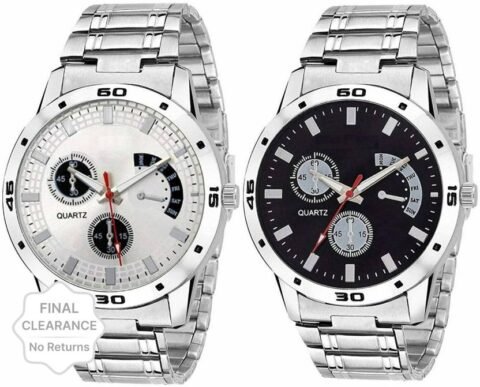 Praizy Black & Silver Dial Boys Analog Watch – For Men Combo Pack of 2 Chronograph Designed
