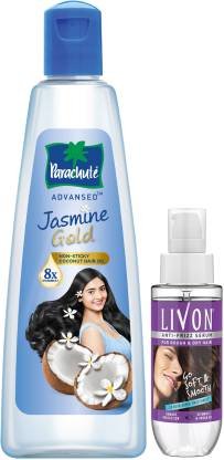 Parachute Advansed & Livon Jasmine Gold Coconut Oil, Shiny Hair & Livon Hair Serum for Dry and Rough Hair