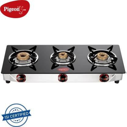 Pigeon Popular Cooktop Glass Manual Gas Stove (3 Burners)
