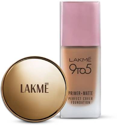 Lakme + Lakme 9to5 Flawless Matte Complexion Compact Almond+Perfect Cover Foundation WarmBeige (2 Items in the set)