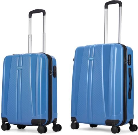 ARISTOCRAT Hard Body Set of 2 Luggage 8 Wheels – Invictus 2P Set (Cabin+Medium) – Trolley Bag Ocean Blue – Blue