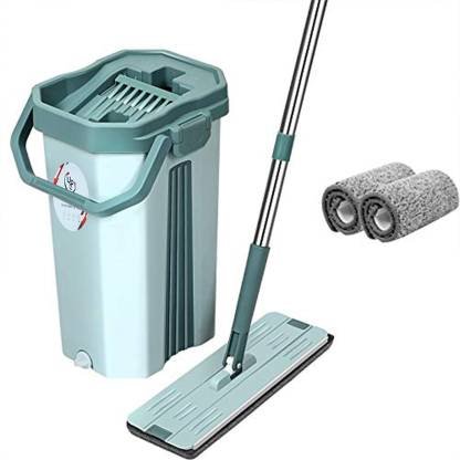 UPC Microfiber Bucket 360° Flexible Head|Floor Cleaning Pocha Flat Mop (Green)