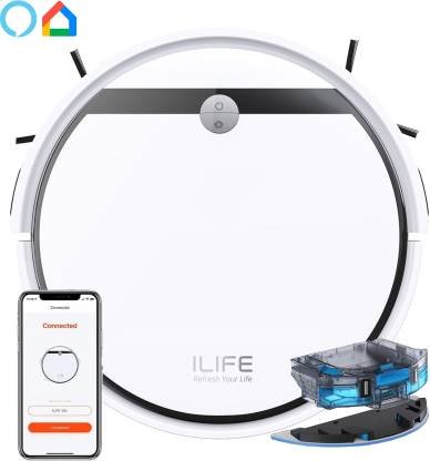 ILIFE V3x Robotic Vacuum Cleaner and Mop With Advanced Gyroscope Navigation Robotic Floor Cleaner with 2 in 1 Mopping and Vacuum, Anti-Bacterial Cleaning (WiFi Connectivity, Google Assistant and Alexa) (Pearl White)