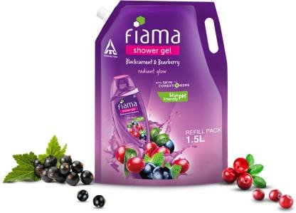 FIAMA Body Wash Shower Gel Blackcurrant & Bearberry Value Pouch, For Moisturized Skin (1.5 L)