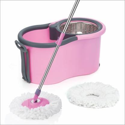 ELINOR PINK DELIGHT STEEL HANDLE MOP Mop Set (Multicolor)