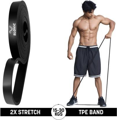 SLOVIC TPE Bands for Workout | Pull Up | Stretching |Heavy Duty Material|Upto15-30 KGS Resistance Band (Black, Pack of 1)