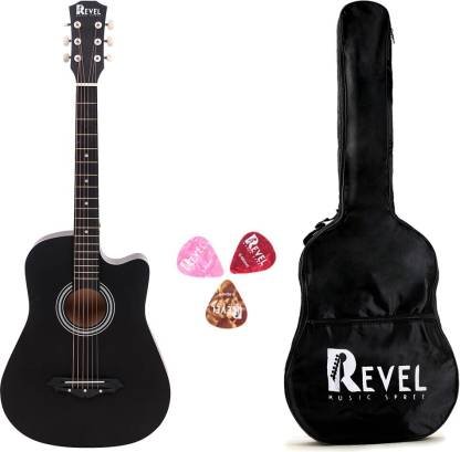 REVEL RVL-38C-LGP-BK Acoustic Guitar Linden Wood Ebony Right Hand Orientation (Black)