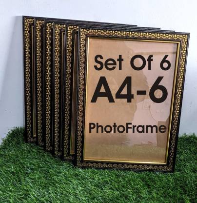 Stuthi Arts Wood Wall Photo Frame (Gold, 6 Photo(s), a4)