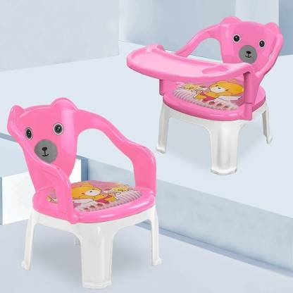 TONY STARK Strong & Durable Plastic Portable Baby Chair with Tray for Kids,Upto 30Kgs (Pink)