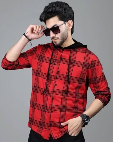 Hikaru Men Regular Fit Printed Hood Collar Casual Shirt