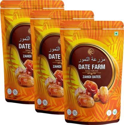 Date Farm Zahidi Luxury & 100% Natural Khajur, Boosts Immunity, Arabian Wet Dates (3 x 500 g)