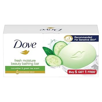 Dove Fresh Beauty Bar (pack of 6) 75g each for Hydrated Skin with Cucumber & Green Tea Leaves scent Dove Fresh Beauty Bar (pack of 6) 75g each for Hydrated Skin with Cucumber & Green Tea Leaves scent