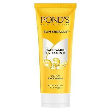 Pond’s Detan Face Wash for Tan Removal in Just 7 Days | Contains Vitamin C and Niacinamide | Facewash for All Skin Types, 100gm