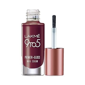 LAKMÉ 9 To 5 Primer + Gloss Nail Colour, Mulberry Bush, 6 Ml