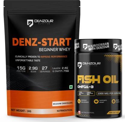 DENZOUR NUTRITION Denz-Start Beginner Whey Protein Powder With Omega-3 Fish Oil 1000mg
