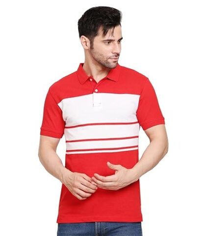 Scott International Men’s Rich Cotton Regular Fit Striper Polo T-Shirt