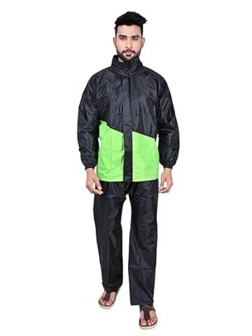 Rupa Mens Rainwear For Men, Dual Tone Collection, Waterproof Pvc Rain Standard Length Jacket With Pants And Carry Bag, Pack Of 1