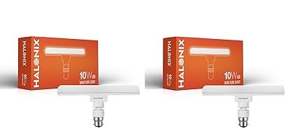 Halonix 10 Watts B22d LED Bulb Tube Light Cool White, Pack of 2, T-Bulb