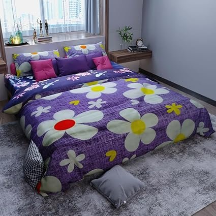 LABHAM – Crystal Micro Peach Light Weight Reversible Super Soft Floral Printed Double Bed All Season Duvet/Quilt/Comforter (90″x100″)