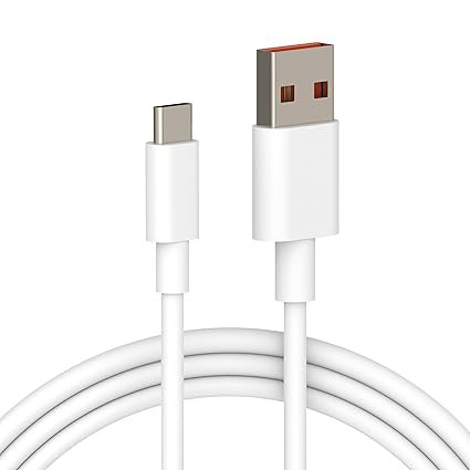Mi Usb To Type C 120W Hypercharge Cable, 6A Fast Charging Cable With Up To 480 Mbps High-Speed Data Transfer & Sync Cord Compatible With All Xiaomi Smartphones And Devices, White (1 Meter)