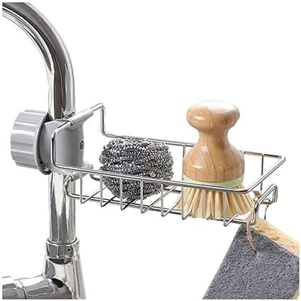 Woffely Deck Mount Faucet Storage Racks Adjustable Sink Rag Sponge Draining Rack Kitchen Bathroom Soap Storage Holders Hanging Shelves, Stainless Steel Sink Candy Organizer For Soap (1Pc’s) Woffely Deck Mount Faucet Storage Racks Adjustable Sink Rag Sponge Draining Rack Kitchen Bathroom Soap Storage Holders Hanging Shelves, Stainless Steel Sink Candy Organizer For Soap (1Pc’s)