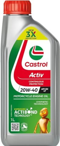 Castrol Activ 20W-40 4T Engine Oil for Bikes with Synthetic Technology (1L)