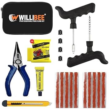 WILLIBEE 8-in-1 Tubeless Tyre Puncture Repair Kit for Car, Bike, Scooter & SUV WILLIBEE 8-in-1 Tubeless Tyre Puncture Repair Kit for Car, Bike, Scooter & SUV
