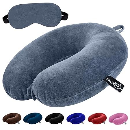 Billebon Premium Neck Pillow Eye Mask Combo Airplane Travel Pillow with Comfortable Velvet Sleeping Eyemask Head Rest Pillow (Grey Neck Pillow with Eye Mask) Billebon Premium Neck Pillow Eye Mask Combo Airplane Travel Pillow with Comfortable Velvet Sleeping Eyemask Head Rest Pillow (Grey Neck Pillow with Eye Mask)