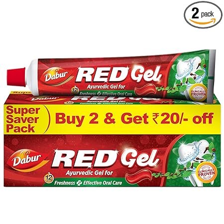 Dabur Red Gel Ayurvedic Toothpaste – 300g (150g x 2, Pack of 2)