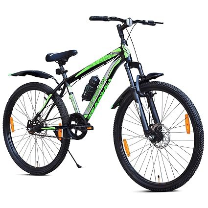 Leader Stark 27.5T MTB Cycle/Bike with Dual Disc Brake and Front Suspension Single Speed for Men – Matt Black/Green Ideal for 15+ Years | Frame: 19 Inches