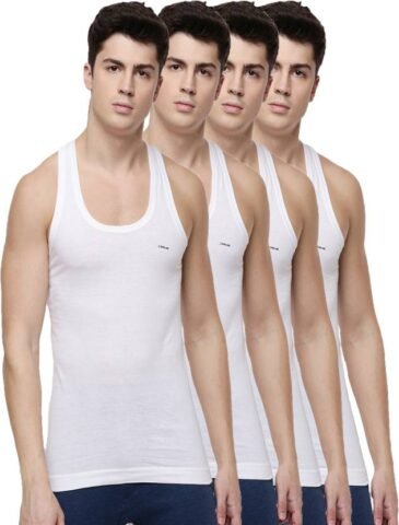 Dollar Pack of 4 Dollar Lehar Combed Cotton Men’s White Vest