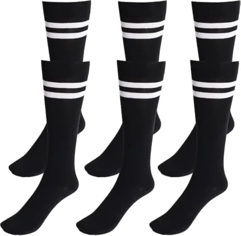 WKLOUYHE 3 Pairs School Uniform Cotton Knee High Socks Athletic Sports Soccer Socks Tube Sock for Girls and Boys