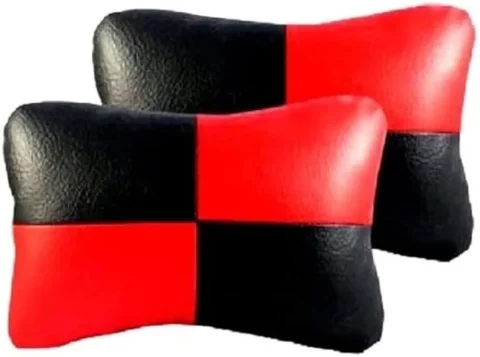 Car Sqaure RED Black Faux Leather Neck Rest for Jaguar F-Type