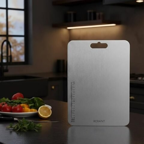 RERANT Stainless Steel Chopping Board, Heavy Duty Metal Chopping Board for Fruits & Vegetables, Dishwasher Safe & Hygienic (XL1)