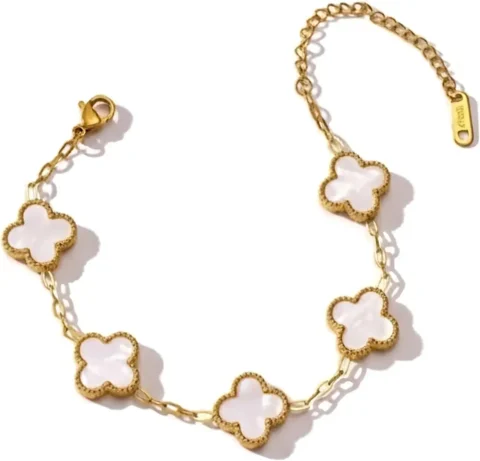 Coastal Luck Jewelry Duo: Gold Plated Clover Bracelet & Starfish Studs – Anti-Tarnish Pinterest Aesthetic