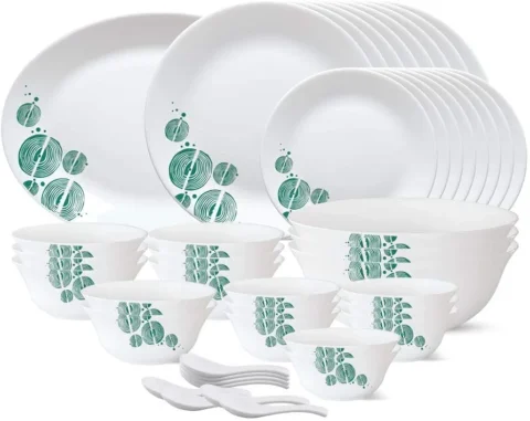Larah by Borosil Printed Tiara Series Woodstock Opalware Dinner Set