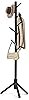 FROVA Wooden Clothes Hanging Stand with 8 Hooks 1 Piece (Black)