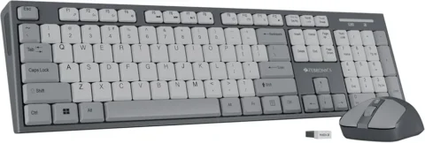 Zebronics Wireless Keyboard & Mouse Combo, 104 UV-Printed Keys, Grey)