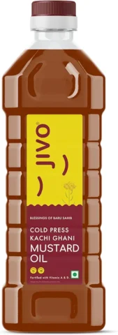 JIVO Cold Pressed Kachi Ghani Chemical Free Mustard Daily Cooking Oil, 1 Litre