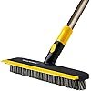MinuteToCleanIt Floor Scrub Brush with Squeegee, 45.3-55.9″ Extendable Handle, Yellow (2 in 1 Brush)